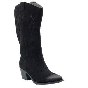 Pierre Dumas Wilder Black Western Cowboy Cowgirl Mid-Calf Boots